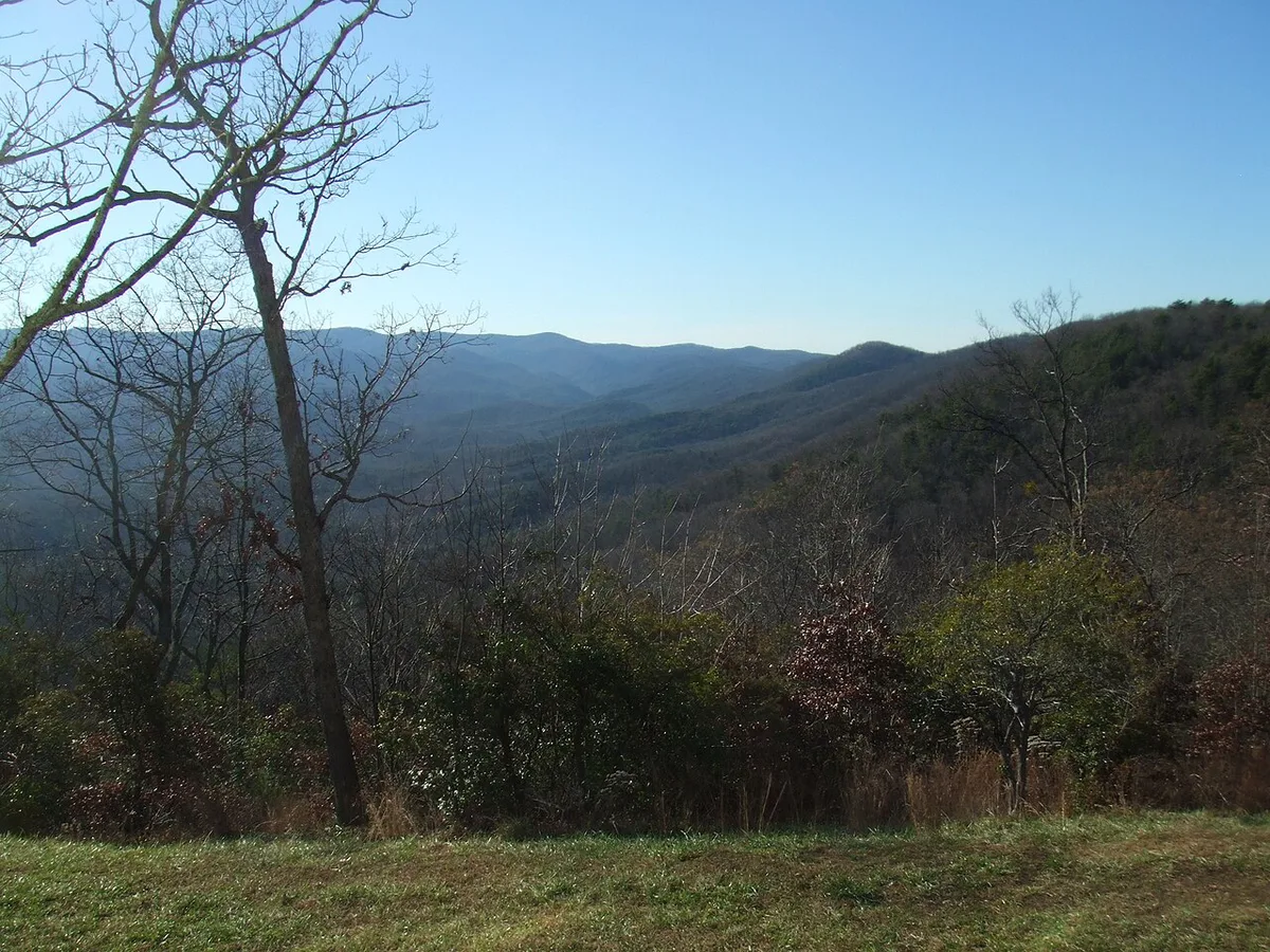 Amicalola Falls cascading beside the staircase trail — 1