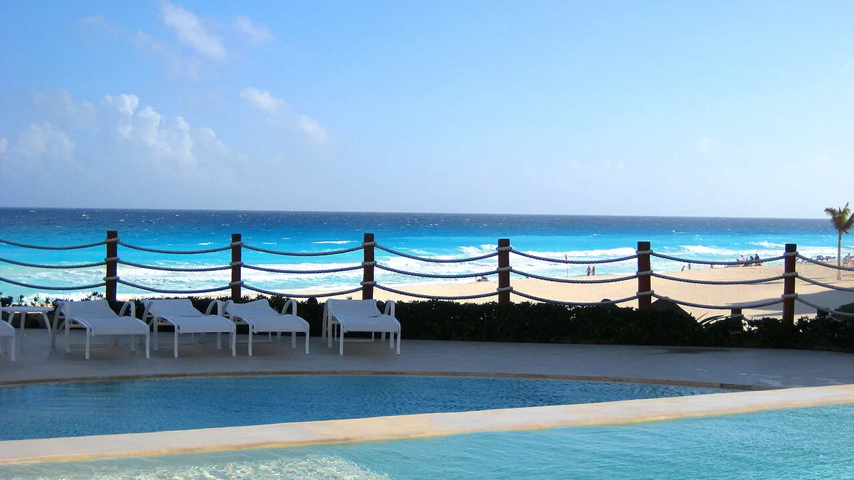 Resort pools and beachfront along the Cancun Hotel Zone — 2
