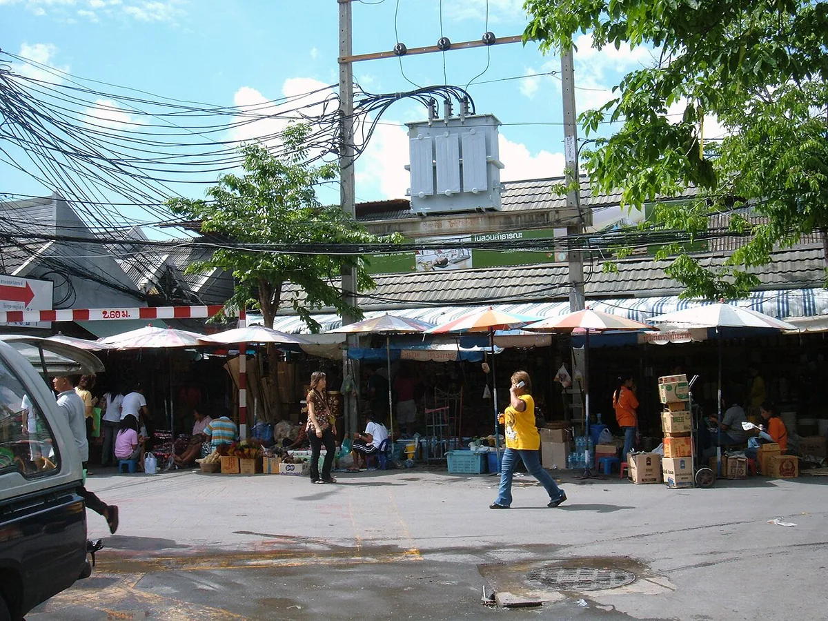 Crowded stall lanes under umbrellas at Chatuchak Weekend Market — 1