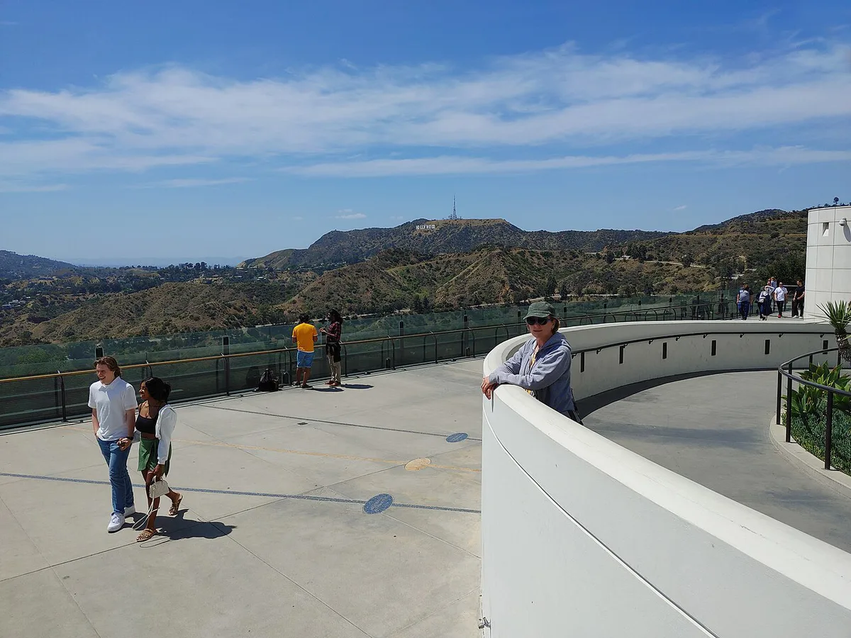 Families on the lawn in front of Griffith Observatory's domes — 1