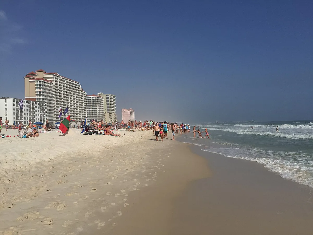 White sand beach and dunes along the Gulf in Gulf Shores, Alabama — 1