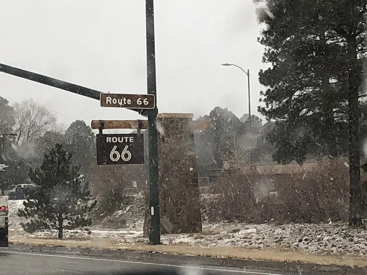 Route 66 monument sign at U.S. Route 89 and Route 66 Flagstaff Arizona — 1