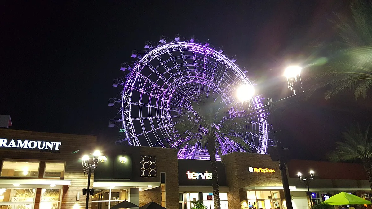The Wheel observation wheel lit up at ICON Park on International Drive — 2