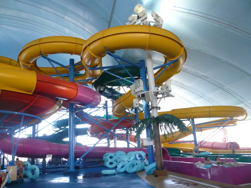 Sprawling indoor water park slides at a Kalahari resort — 1