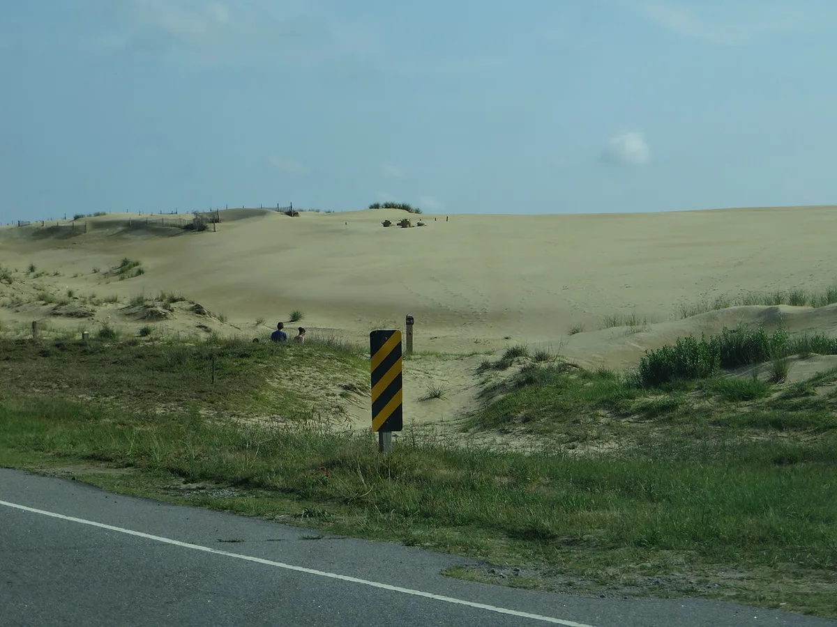 Wide sandy beach and grassy dunes on the Outer Banks of North Carolina — 2