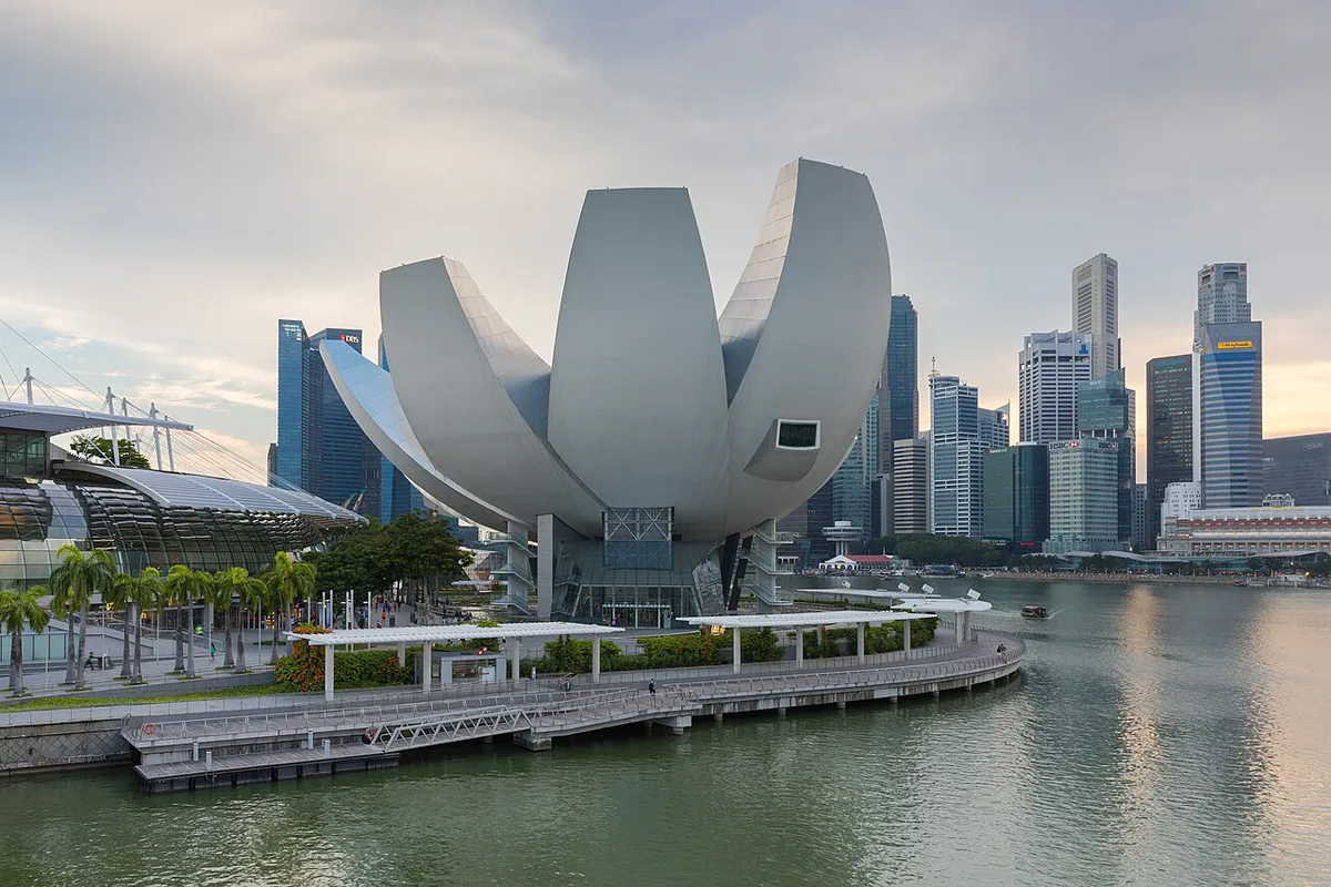 Supertree Grove at Gardens by the Bay with the Marina Bay Sands skyline behind — 1