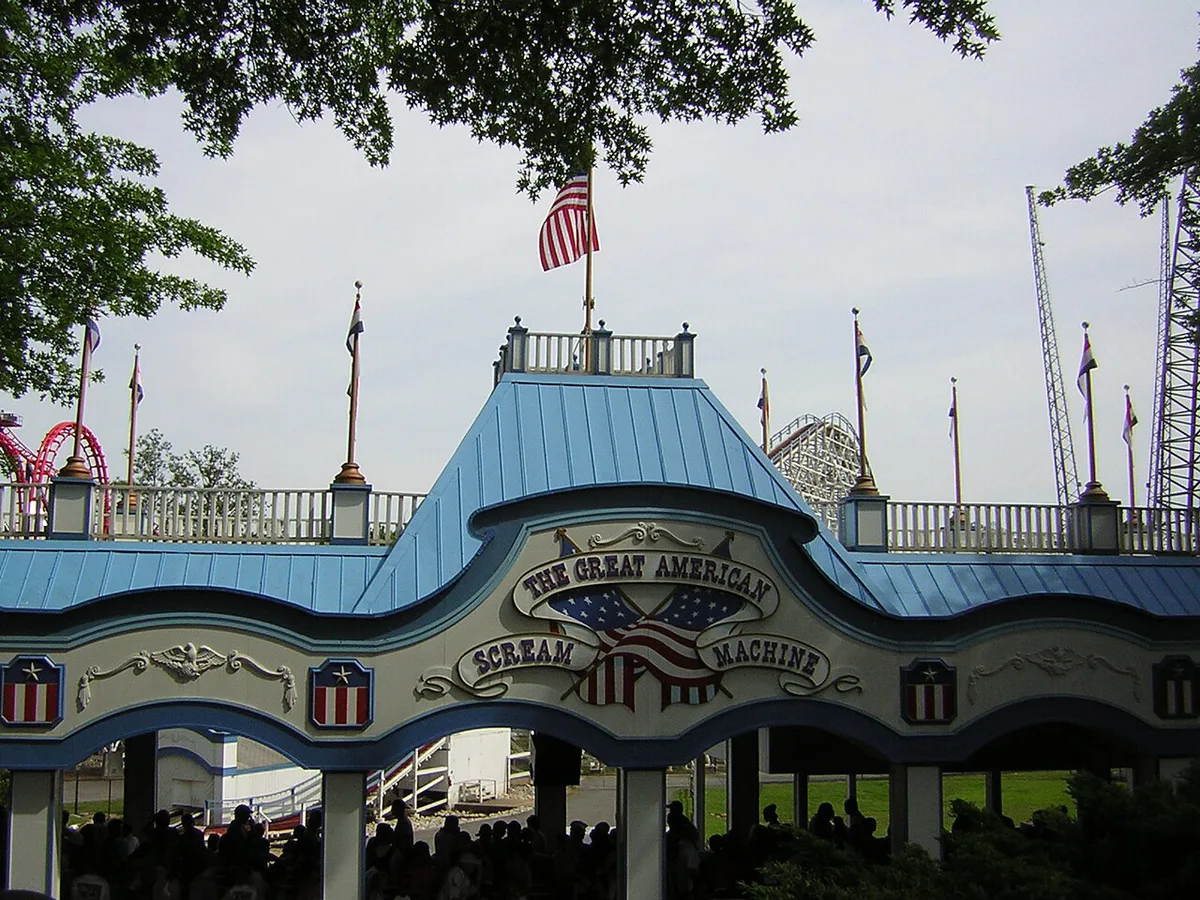 Families riding a classic coaster at Six Flags Over Georgia — 2