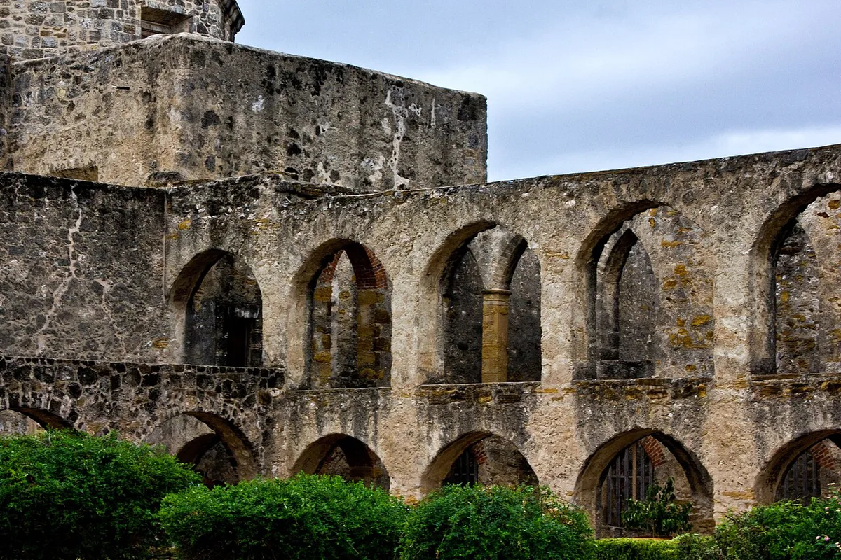 Stone facade of the Alamo church in San Antonio — 1