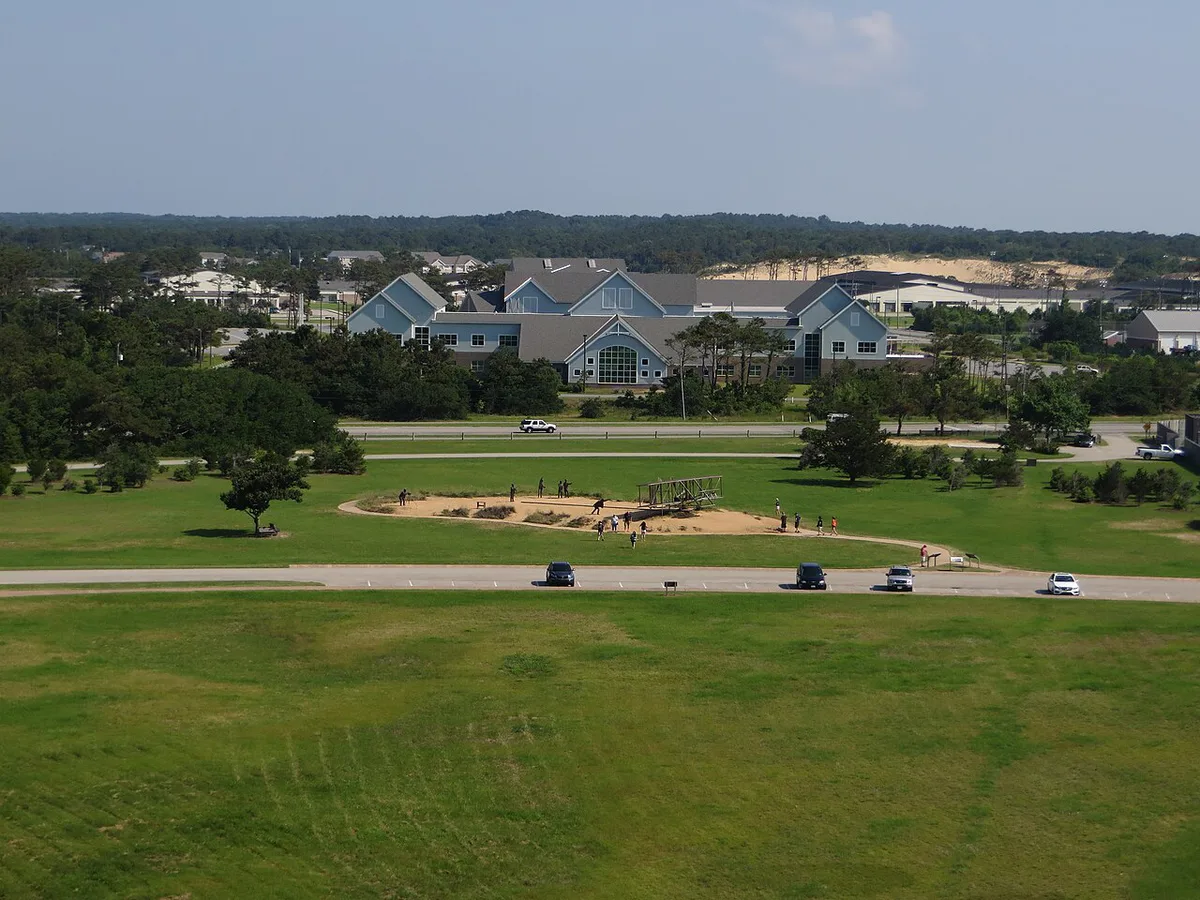 Granite monument atop Big Kill Devil Hill at the Wright Brothers National Memorial — 1