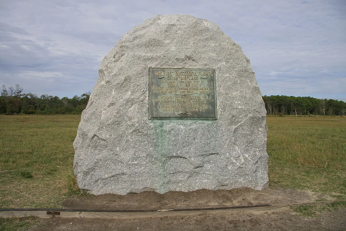 Granite monument atop Big Kill Devil Hill at the Wright Brothers National Memorial — 2